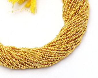 Golden Pyrite Faceted Gemstone Beads, 2-2.5mm, 12.5 Inch Strand