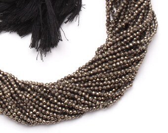 Golden Hematite Micro Faceted Round Beads, 2.5mm, 12.5 Inch Strand