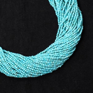Arizona Turquoise 2mm Micro Faceted Round Bead Strand, 13 Inches