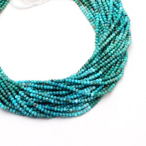 Natural Small Turquoise Shaded Micro Faceted Round Beads, 3 mm Round Turquoise Beads, Turquoise Strands 12.5 Inch