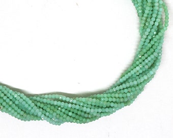 Micro Cut Chrysoprase Faceted Round Beads, 2.5 mm, 12.5 Inch Strand