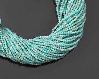 Micro Cut Blue Opal Beads, Faceted Round, 2.5-3mm, 12.5 Inch Strand