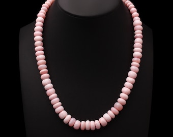 Collana in opale rosa confetto, perline rondelle in argento sterling