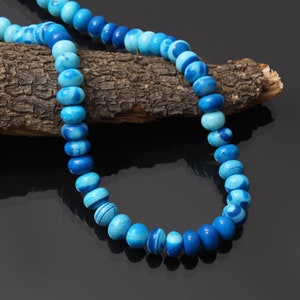 9mm Blue Opal Beaded Necklace, Smooth Rondelle Handmade Necklace, Opal Statement Necklace, October Birthstone Jewelry, Gift for Her