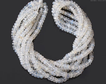 White Opal Faceted Rondelle Beads, Opal Beads For Jewelry Making, 8 Inches Strand