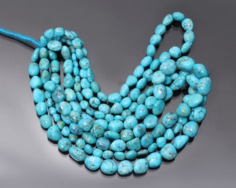 Perline di pepite lisce turchesi Kingsman, perline burattate semplici di turchese blu verdastro, filo di pietre preziose turchesi da 8 pollici