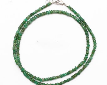 Natural Emerald Beaded Necklace, Choker Necklace, May Necklace, 3.5-4 mm Strand Necklace, Engagement Necklace