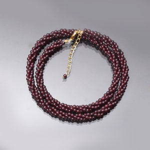 Red Garnet Beaded Necklace, Anniversary Necklace Gift For Wife, Garnet Twisted Beads Necklace, Bridesmaid Gift Jewelry