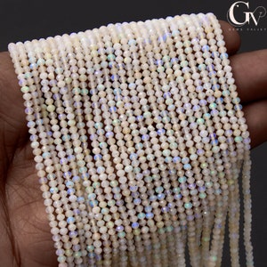 Ethiopian Opal Micro Faceted Rondelle Beads, 3mm Beaded Strand