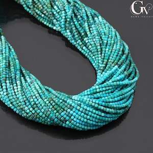 Natural Turquoise Micro Cube Gemstone Beads 2.5 mm Beads Spacer, 12.5 Inches Box Shape Beads Strand