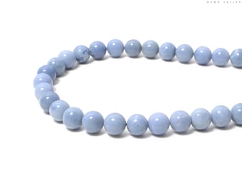8 mm Blue Opal Round Beads For DIY Bracelet Making, Opal Loose Beads Strand, Blue Opal Gemstone Beads, 16 Inches Round Opal Beaded Strand