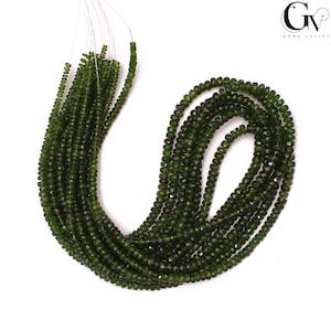Green Chrome Diopside Faceted Rondelle Beads, 3-5 mm Diopside Gemstone Strand For Making Jewelry, 8 Inches Strand
