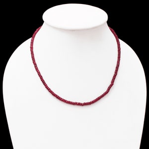 Natural Ruby Beaded Necklace, July Birthstone Necklace, Wedding Necklace For Her, 4-6 mm Rondelle