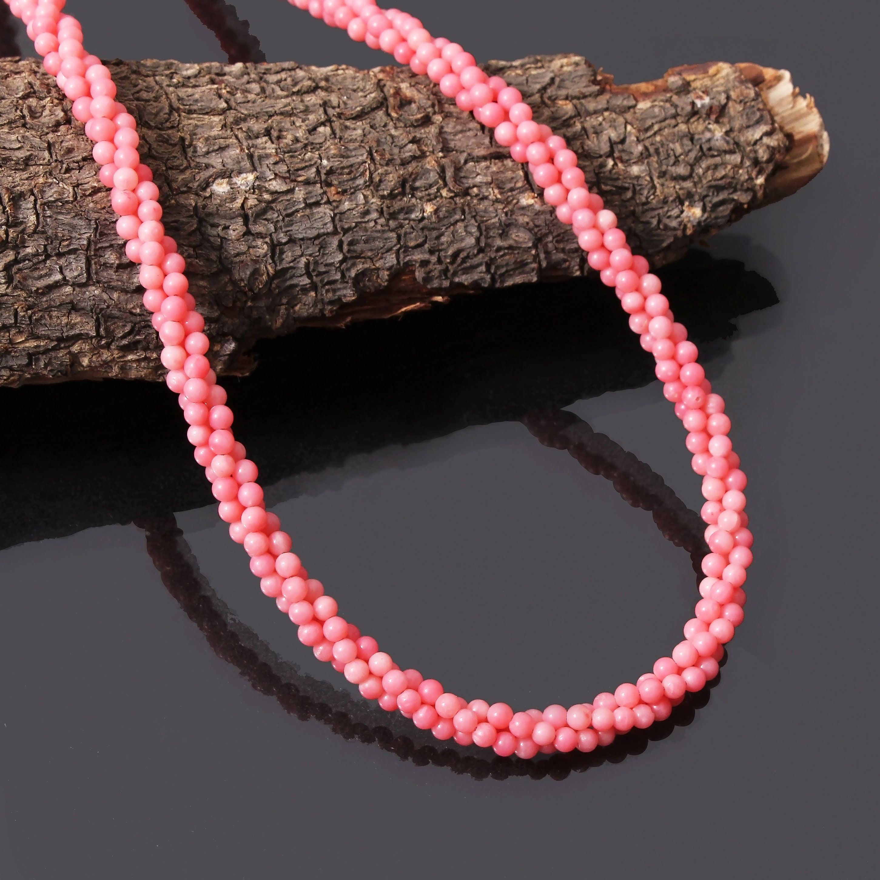Dainty Pink Coral Beaded Choker, Sterling Silver Clasp - Etsy