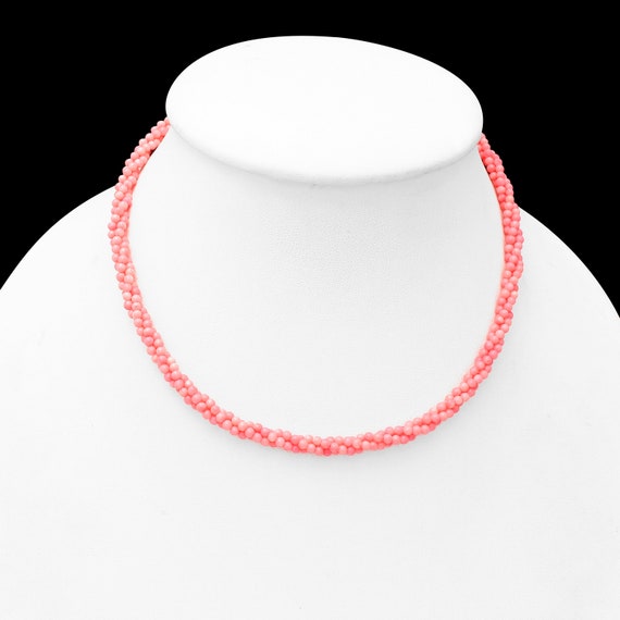 Dainty Pink Coral Beaded Choker, Sterling Silver Clasp - Etsy display picture 1