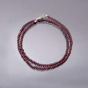 Red Garnet Seed Bead Necklace, Tiny Beaded Necklace, 3 mm Necklace, Natural Stone Jewellery