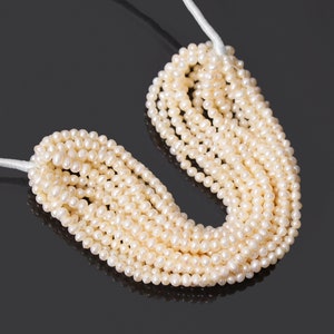 Fresh Water Pearl Potato Shape Beads, 2.5-3 mm Small Pearl Beaded Strand, Jewelry Making Beads 5 Inch
