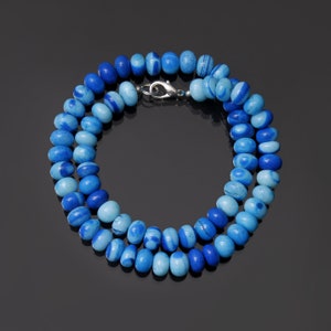 Collier opale bleu néon, collier bonbon, collier de perles, collier de perles de plage, collier rondelle de 9 mm, cadeau pour meilleur ami