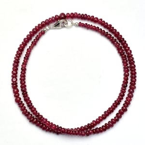 Natuurlijke Ruby kralen ketting, handgemaakte geschenken voor haar, bruiloft ketting, Ruby 3,5-4 mm rondelle ketting, AAA kralen ketting