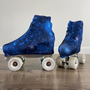 Ice or Roller Skate Boot Covers -- Space Galaxy Blue Print