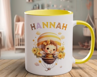 Personalized mug for children | Cute Baby Bee | Ceramic coffee mug with desired name | Personalized gift girls boys | 11oz | 10 colors