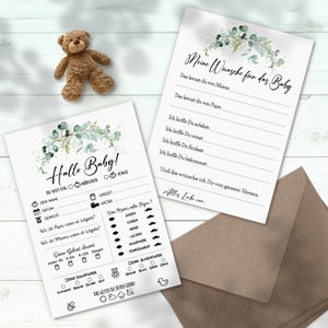 Eukalyptus Baby Tippkarten | Babyparty Spiel | Ausfüllkarten | Wunschkarten | Babyshower Geschenk | Baby Ratespiel | Größe A6 oder A5