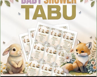 Baby Party Taboo Game German | Baby Shower Party Gender Neutral Green | PDF template with 99 terms | Instant download and print