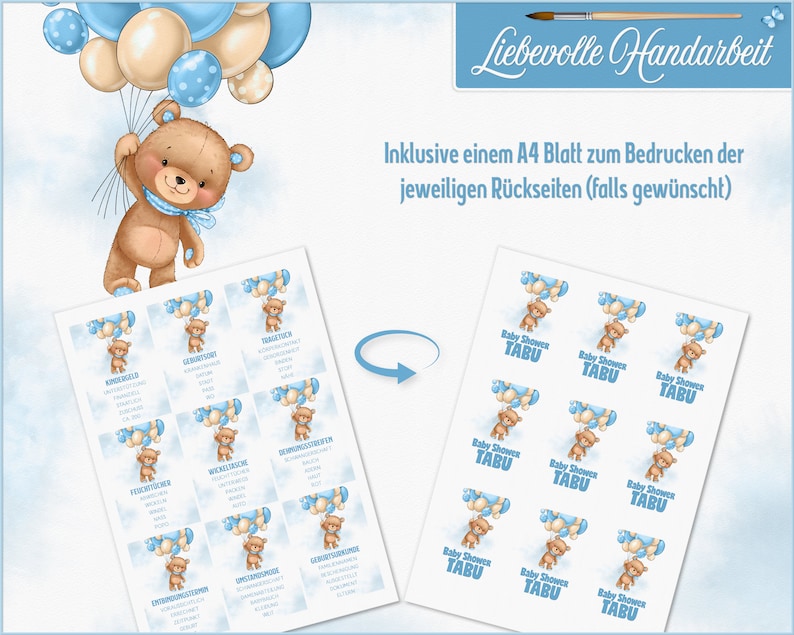 Teddy Bear Baby Shower Taboo Game English Baby Shower Party Young Boy ...