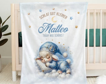 Schlafdecke Baby Kinder | Personalisierte Babydecke | Decke mit Namen und Geburtsdatum | Personalisierbare Decke zur Geburt | Kinderdecke