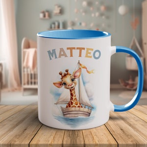 Personalized mug for children | Giraffe | Ceramic coffee mug with desired name | Personalized gift girls boys | 11oz | 10 colors