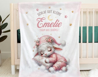 Schlafdecke Baby Kinder | Personalisierte Babydecke | Decke mit Namen und Geburtsdatum | Personalisierbare Decke zur Geburt | Kinderdecke