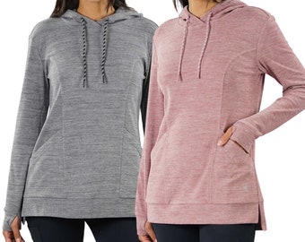 Spyder Women's Moister Wicking Brushed Fabric Active Top Thumb Holes Tunic Length Hoodie