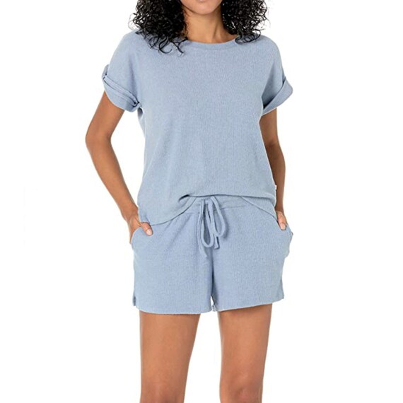 Lucky Brand Ultra Soft Ribbed Hacci T-shirt and Shorts Lounge PJ Set -   Canada