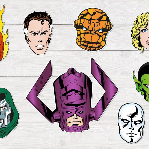 Retro Fantastic Four and 'friends' sticker set