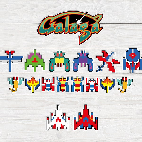 Galaga arcade game stickers