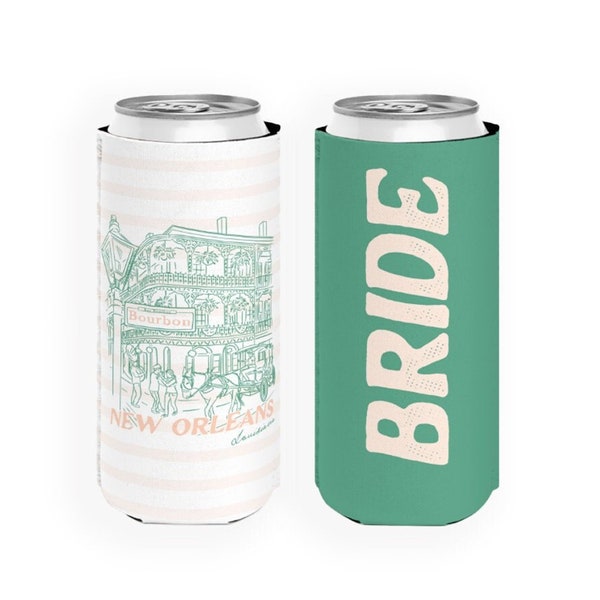 New Orleans Slim Can Cooler, New Orleans Bachelorette Party Favors, NOLA Can Cooler, New Orleans Can Cooler, NOLA Party Favors, NOLA