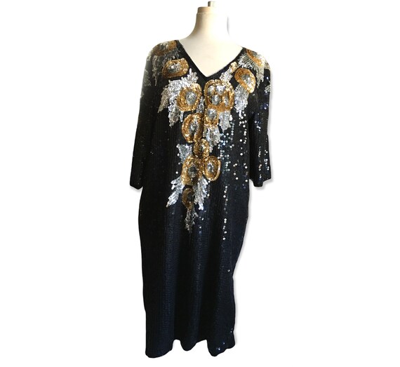 Vintage Sequin Silk Dress - image 4