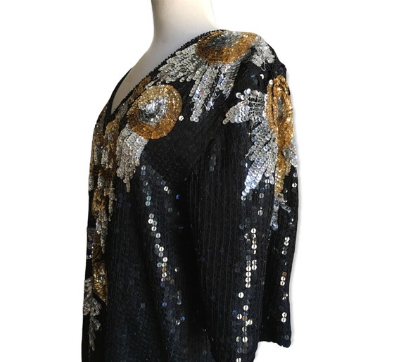 Vintage Sequin Silk Dress - image 3