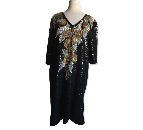 Vintage Sequin Silk Dress - image 2