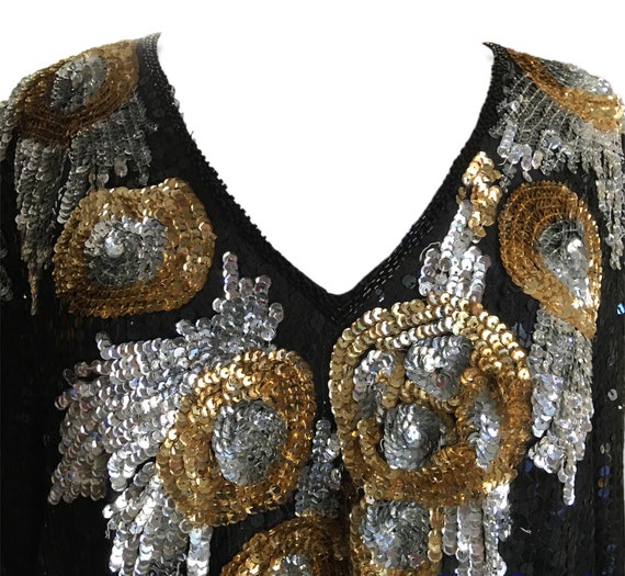 Vintage Sequin Silk Dress - image 5