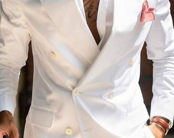 Men's Premium White 2 Piece Double Breasted Suit, Orignal Double Breasted Suits.