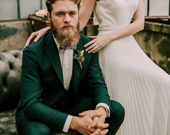 Abito da uomo verde a 3 pezzi: elegante abito da sposo slim fit