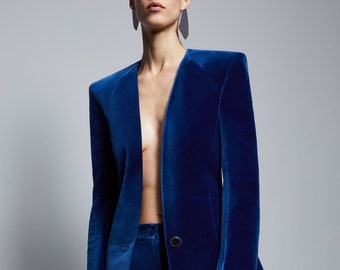 Blue Velvet suit for Women/ GIRL Pant Suit/Women's tuxedo /Women Pant Suit/Business Suit Women/Women Tailored Suit/Womens Coats Suit Set