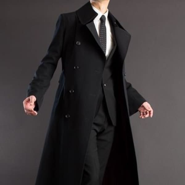 Herrenjacke Trench Long Coat Casual Fashion Double Breast Coat Luxus Schwarz Tweed Long Overcoat Long Jackets