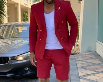 Terno masculino marrom com shorts: terno slim fit para casamento no verão