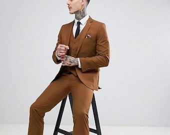 Men Brown Suits 3 Piece Suit, Slim Fit Eligant Suits, Beach Wedding Wear Suits, Groom Wear Suits, Party Wear Suits,