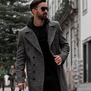 Men Grey Over Coat Etsy UK