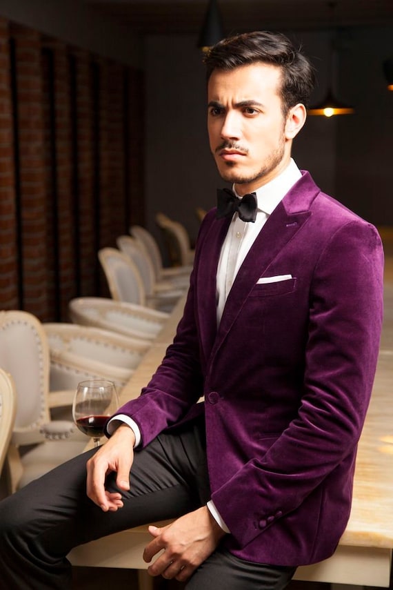 Mens purple velvet dinner jacket sales