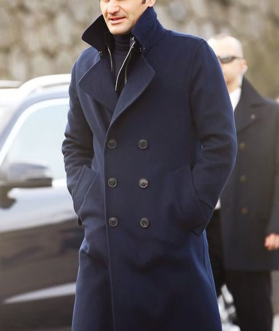 Mens Blue Wool Trench Coat: Double Breasted Tweed Overcoat - Etsy