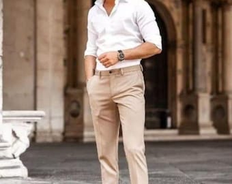 Men's Elegant Shirt and Trouser Set: Maroon Shirt, Grey Pants - Etsy Denmark